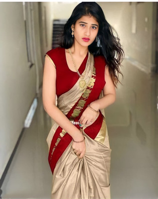 Mortal Textile Animal Print Chanderi Cotton Silk Saree(Multicolor)