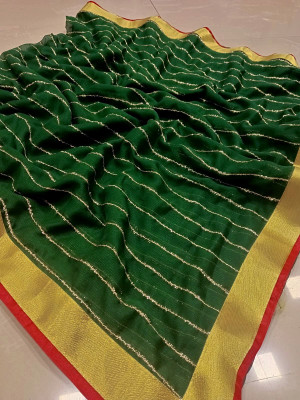 Sareez House Embroidered Daily Wear Chiffon Saree(Green)