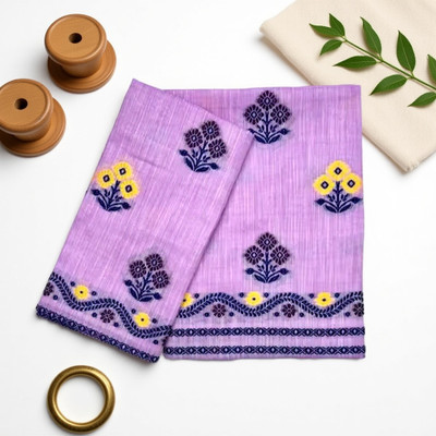 SellZone Woven Mekhela Chador Cotton Blend Saree(Purple)