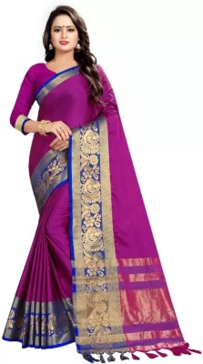 Nilkanthvarni Creation Self Design Bollywood Cotton Silk Saree(Pink)