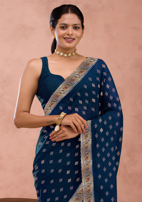 balaji textiles Embroidered Bollywood Georgette Saree(Light Blue)