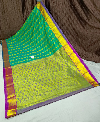 Spewim Woven Paithani Art Silk Saree(Dark Green)
