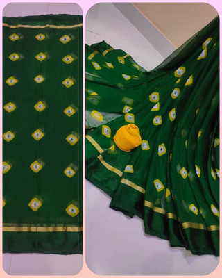 RGF Printed Bandhani Chiffon Saree(Green)