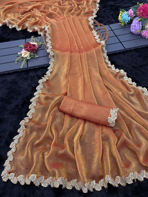 Saraswati Fab Embellished Bollywood Chiffon Saree(Orange)