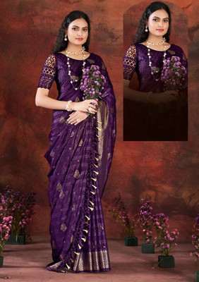SHILPKALA Embellished Bollywood Chiffon Saree(Purple)
