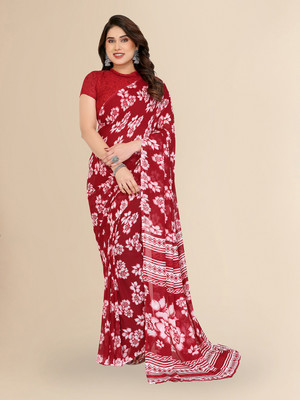 Moda Rapido Printed Daily Wear Georgette Saree(Maroon)