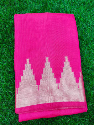 Sarkar Textiles Solid/Plain Bandhani Cotton Blend Saree(Pink)
