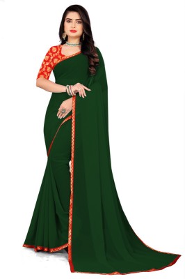 Sareez House Self Design Bollywood Georgette Saree(Dark Green)