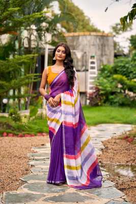 HouseOfCommon Printed Bollywood Chiffon Saree(Multicolor)
