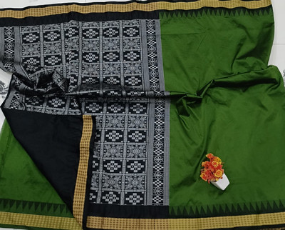 Shiridewi Temple Border Sambalpuri Art Silk Saree(Light Green)