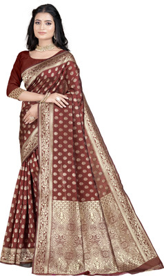 DHAYNAAND REEWA FASHION Woven Banarasi Jacquard Saree(Maroon)