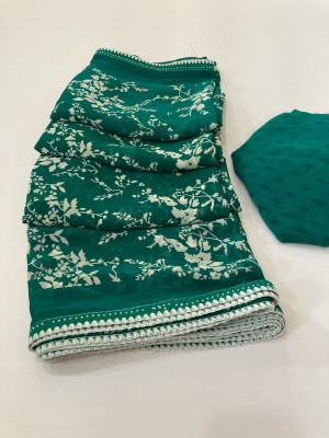 BORANA Floral Print Bollywood Georgette Saree(Light Blue)