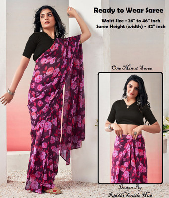 Riddhi textile Hub Self Design Bollywood Georgette Saree(Purple)
