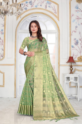 Aarunika MT Printed Bollywood Organza Saree(Light Green)
