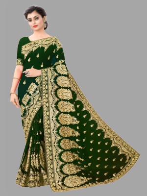 Divastri Embellished, Embroidered Bollywood Georgette Saree(Green)