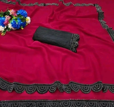 Sayal Creation Self Design Bollywood Georgette Saree(Pink)