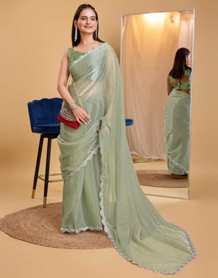 mahakal Self Design Bollywood Silk Blend Saree(Light Green)