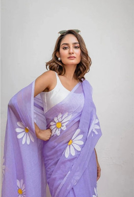 ANIRAV Printed Daily Wear Georgette Saree(Purple)