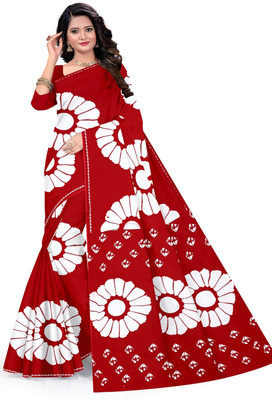 mahakali Blocked Printed Patola Pure Cotton Saree(Red)