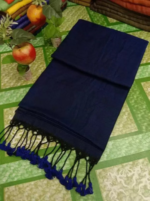 BRYNBRIT Self Design Tant Cotton Blend Saree(Pack of 2, Blue)