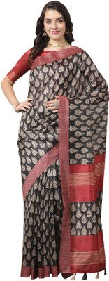 Divastri Printed Daily Wear Silk Blend Saree(Black)
