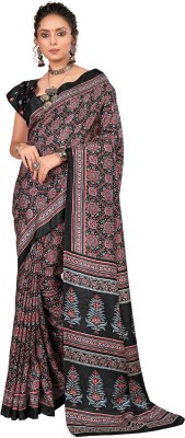 Akhilam Embroidered Daily Wear Silk Blend Saree(Black)