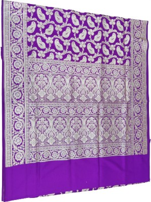 MSSILKSTOREz Printed Banarasi Cotton Silk Saree(Purple)