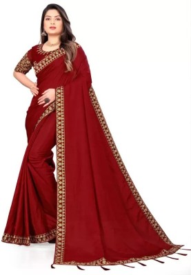 AAMONASTHA Embroidered Bollywood Pure Silk Saree(Maroon)