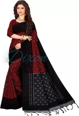 Dixon Printed Sambalpuri Pure Cotton Saree(Red)