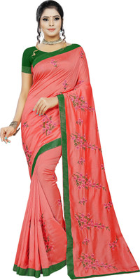SISA ENTERPRIZE Embellished, Solid/Plain Bollywood Net Saree(Red)