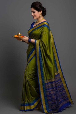 Sijileen Solid/Plain Sambalpuri Art Silk Saree(Light Green)