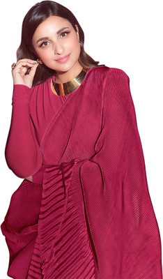 Moda Rapido Solid/Plain Bollywood Chiffon Saree(Pink)