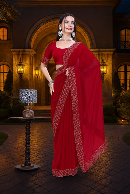 JENNVIA Self Design Daily Wear Georgette Saree(Dark Green)