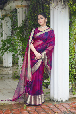 Aarunika SKT Dyed Bollywood Organza Saree(Purple)