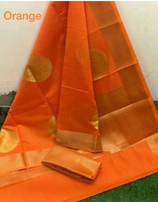 SHWENILA Embellished Banarasi Art Silk Saree(Orange)