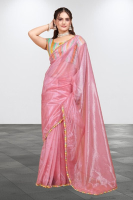 RE Renny Enterprise Self Design Bollywood Net Saree(Pink)