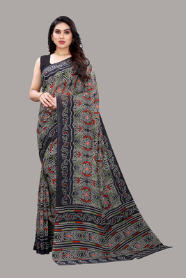 Priyashi Printed Daily Wear Georgette Saree(Black)
