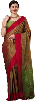Akhilam Embroidered Tant Art Silk Saree(Maroon)