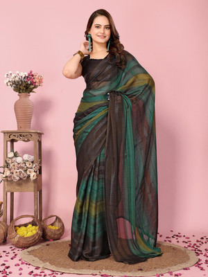 Riddhi textile Hub Ombre Bollywood Chiffon Saree(Green)