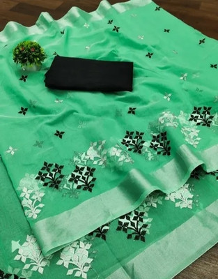 valida Embroidered Chanderi Chanderi Saree(Green)