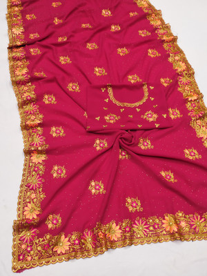 KHRITI FAB Embroidered Bollywood Georgette Saree(Pink)