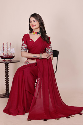 KONICA FAB Embroidered Bollywood Georgette Saree(Pink)