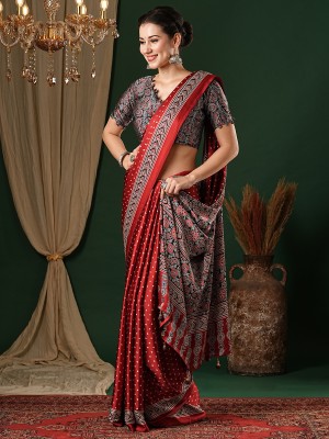 Sareemall Printed Daily Wear Crepe Saree(Red)