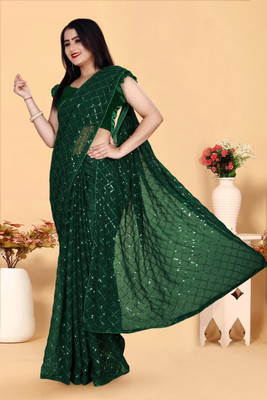 JAY RAMDEV FASHION Embellished Banarasi Georgette Saree(Green)
