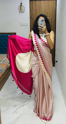 RAGISHA ENTERPRISE Digital Print Saree with Attached Blouse Silk Blend Saree(Pink)