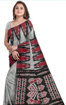 Ankita saree house Printed Handloom Pure Cotton, Cotton Blend Saree(Grey, Black)