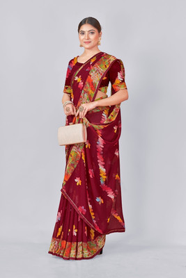 Nandita designer Printed Bandhani Chiffon Saree(Maroon)