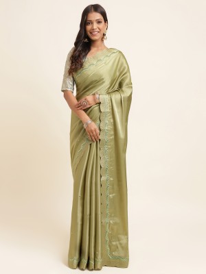 RekhaManiyar Embellished Bollywood Organza Saree(Light Green)