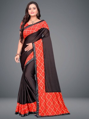 Julee Digital Print Bollywood Lycra Blend Saree(Red)