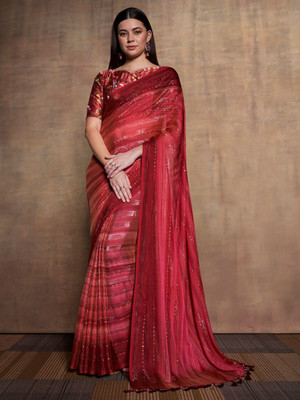 Divastri Embellished Bollywood Polyester Saree(Maroon)